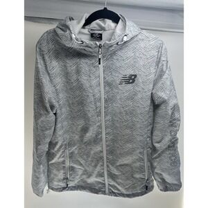 New Balance Women's Sunset Windbreaker Jacket Sz large Gray Ombré Hoodie‎